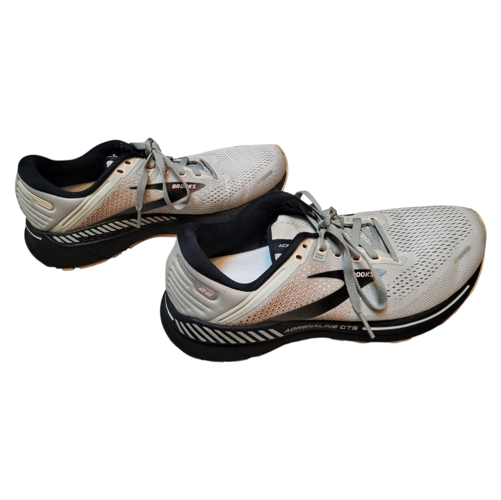 Brooks Women's Adrenaline GTS 22 Gray/Rose/Black Running Shoes- Size 9.5M - Picture 2 of 9